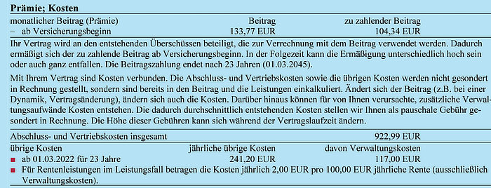 Kostenquote der Alte Leipziger BU